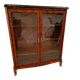 Napoleon III display cabinet in marquetry, Louis XV style, black marble, gilded bronze.