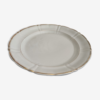 Round niederweiler dish in white earthenware bordered gold