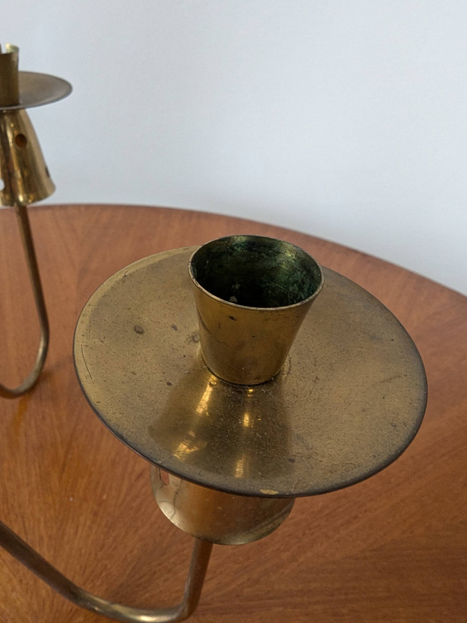 Brass and rattan candlestick