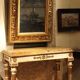 Italian Louis XVI White Lacquer and Giltwood Console with Scagliola Siena Marble Top