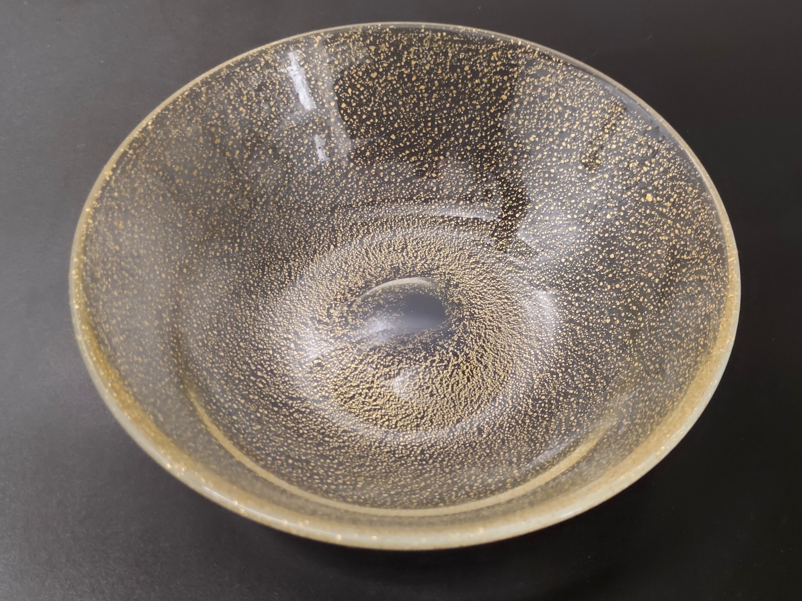 Gold Flecked Murano Glass Bowl / Vide-Poche, Italy