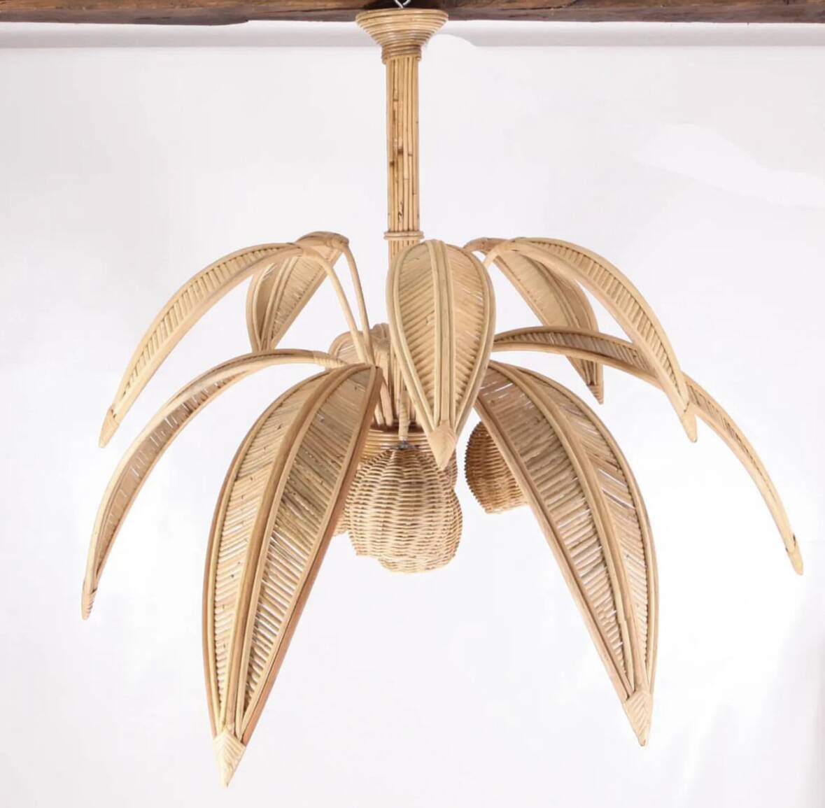 Lustre « cocotier » en rotin