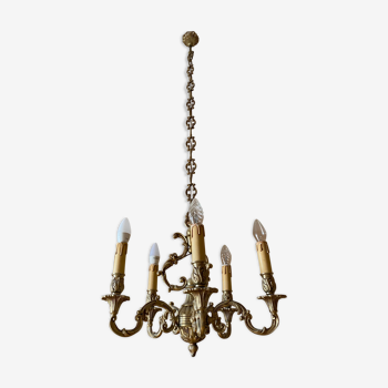 Lustre bronze doré 5 feux