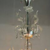 Venetian chandelier in colorless murano glass, 6 arms of light circa 1950