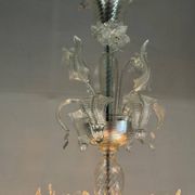 Venetian chandelier in colorless murano glass, 6 arms of light circa 1950