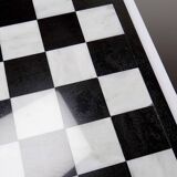 Large vintage chess set from the 70s, white and black marble, Italian craftsmanship