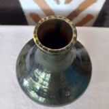 Glazed ceramic vase with blue reflections 1970