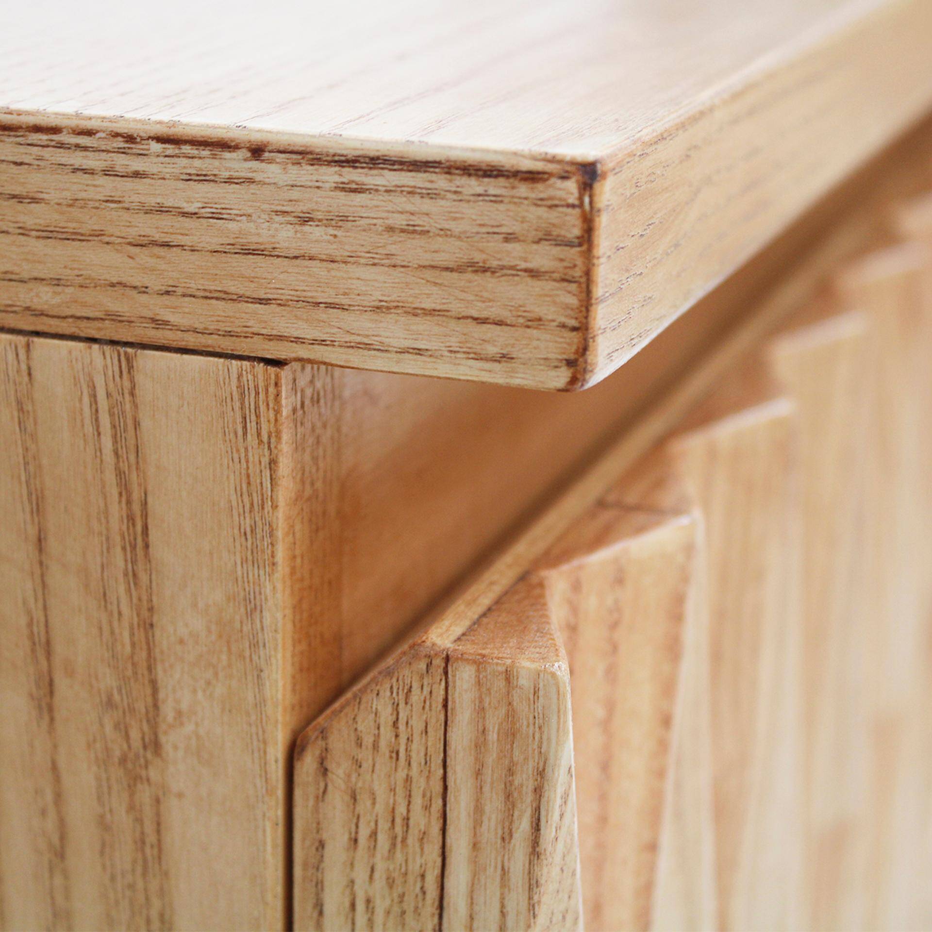 Hand-Carved Solid Oak Italian Sideboard with Four Doors, Brutalist Style