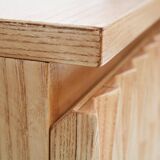 Hand-Carved Solid Oak Italian Sideboard with Four Doors, Brutalist Style