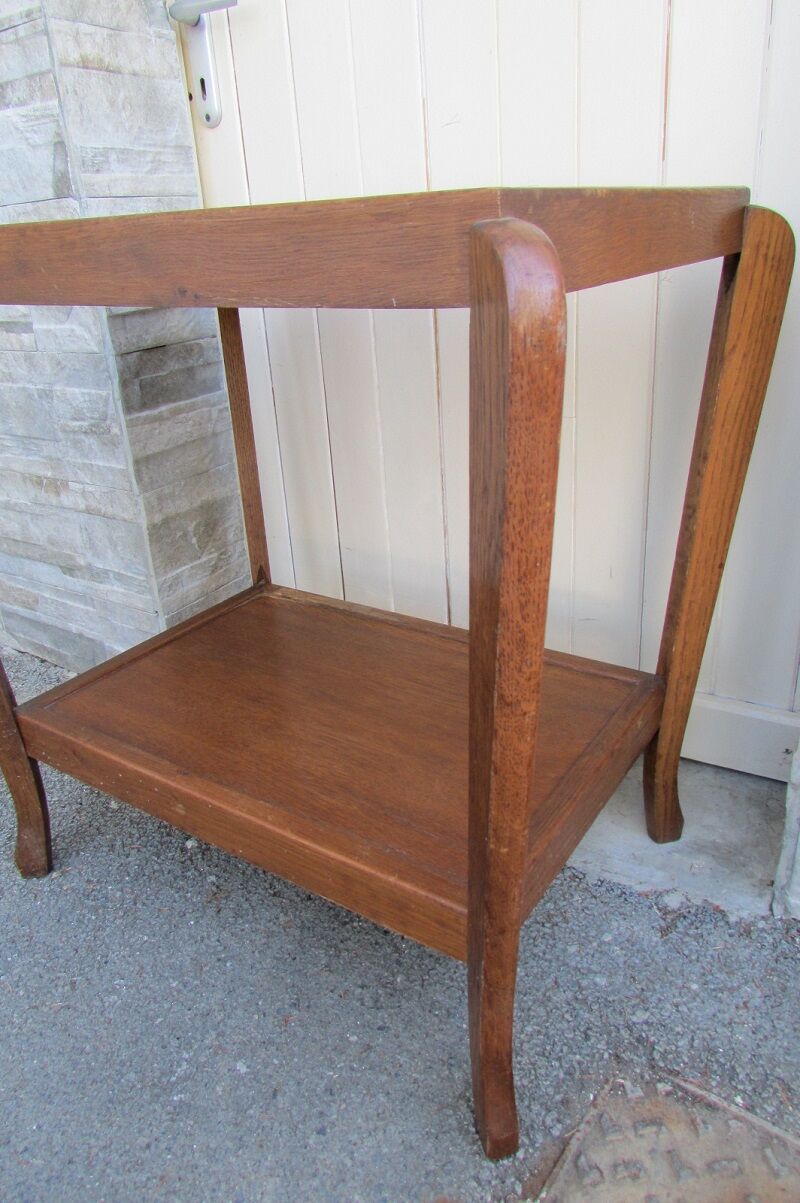 Pedestal table, late Art Deco tea table, 50-60 oak