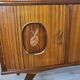 1960s sideboard with decorated doors in wood and brass