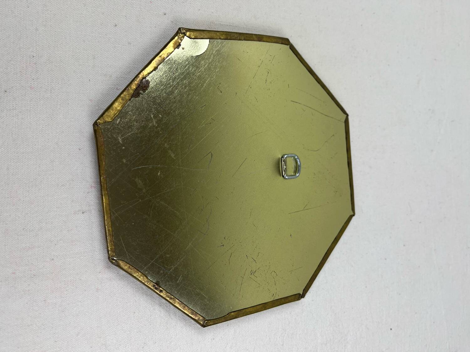 Antique brass and horn mirror