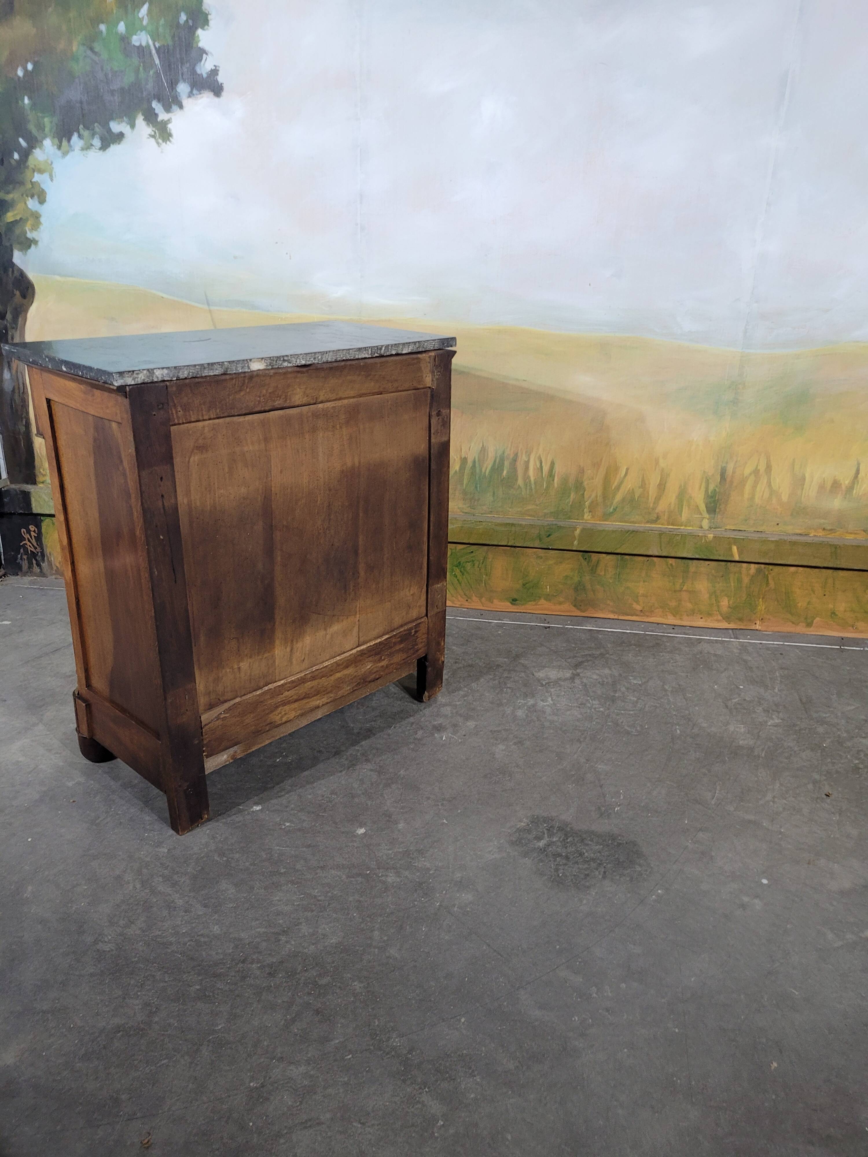 Small Empire-style chest of drawers in solid walnut