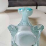 Soliflore vase in floral shape/Arum Flower. In opaline/blown glass. High 34 cm