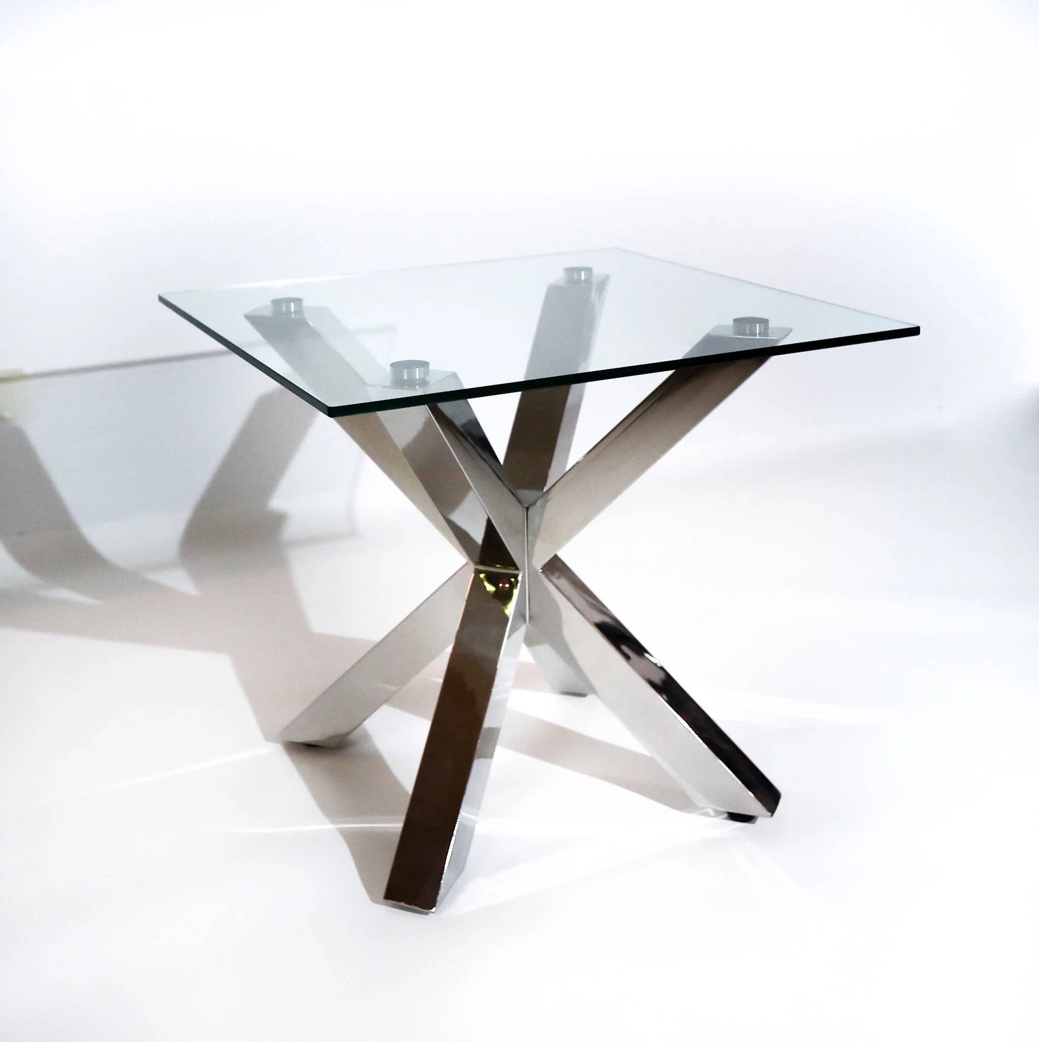 Table basse italienne vintage « Starlight » avec plateau en verre et pieds en métal