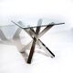 Table basse italienne vintage « Starlight » avec plateau en verre et pieds en métal