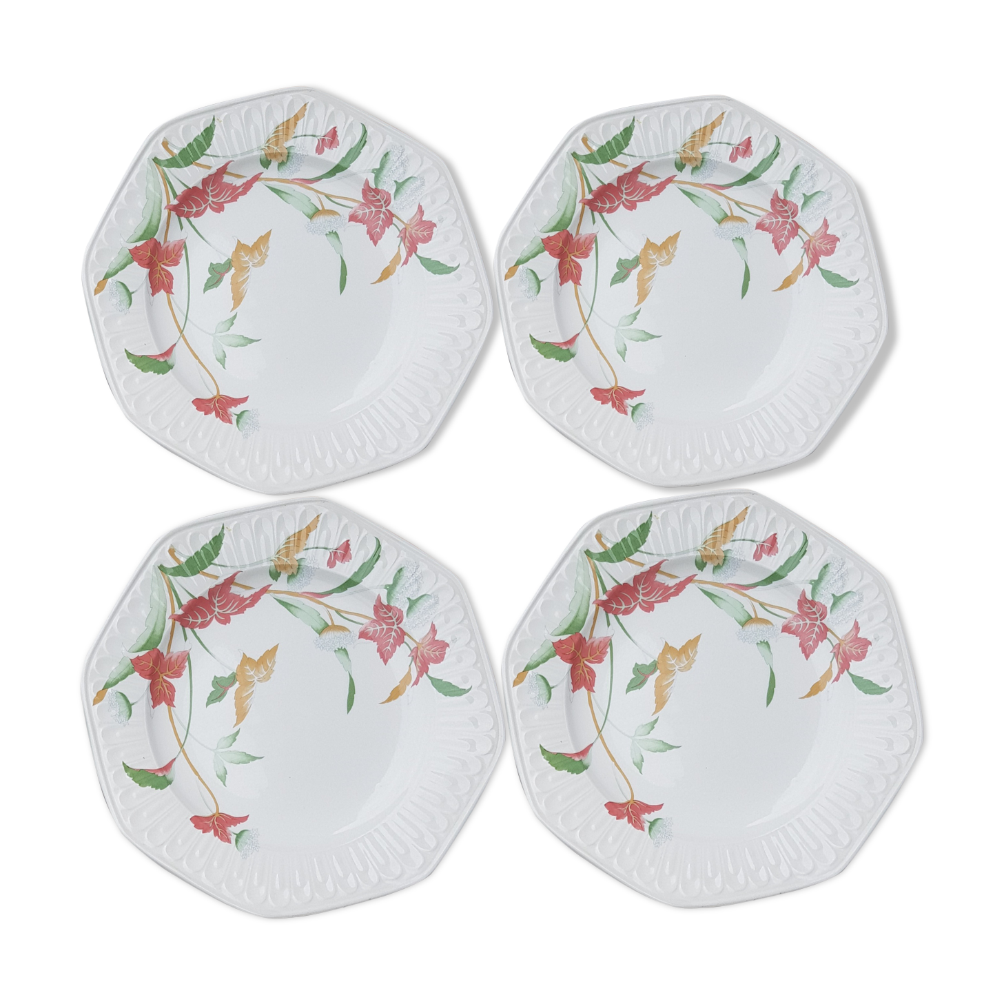 Set of 4 porcelain plates of Pontesa 70s