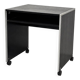 Vintage black computer desk on wheels with an aluminium edge.