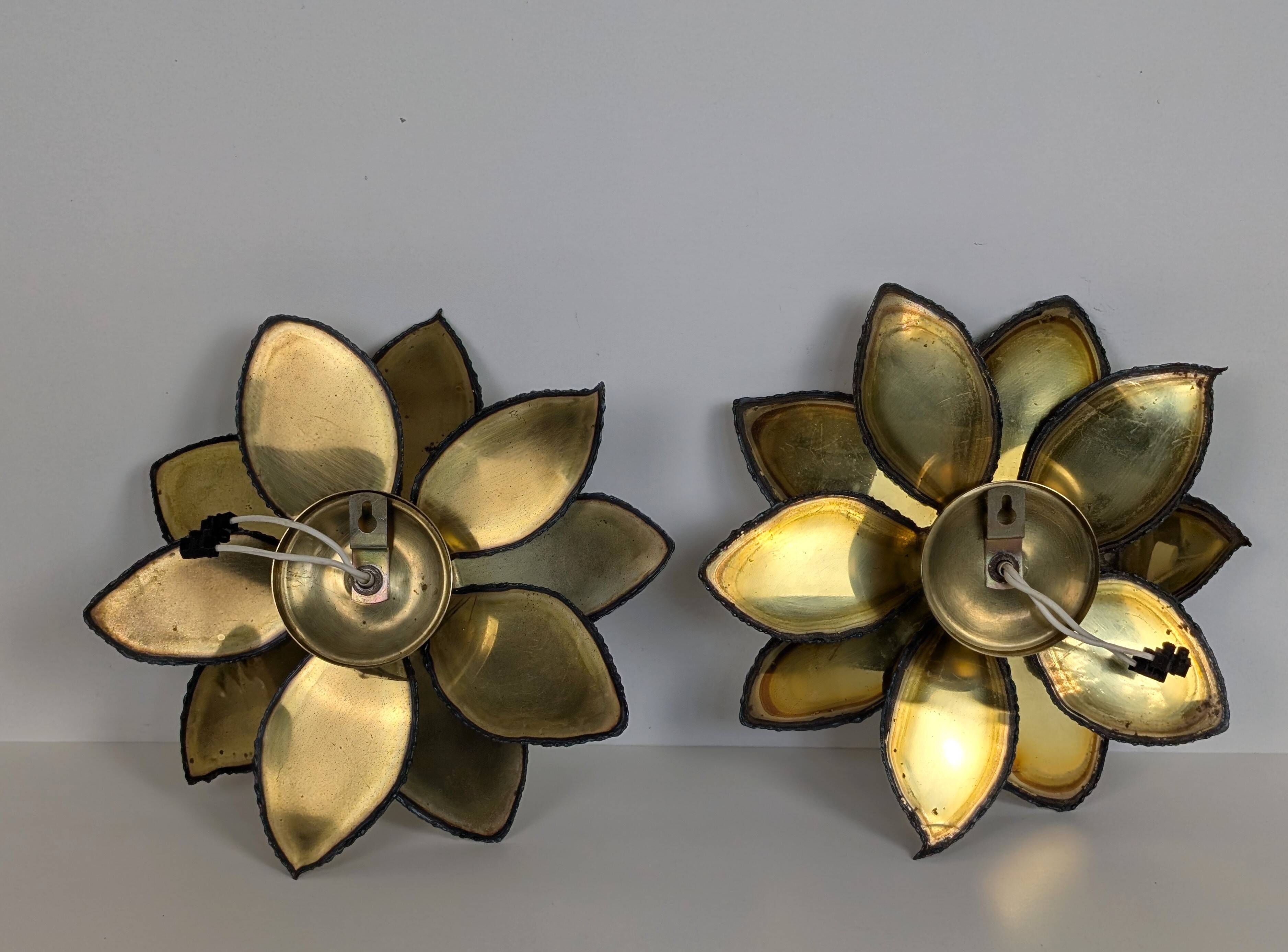 Paire appliques feuilles brutalistes