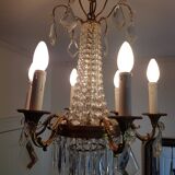 6-light hot air balloon chandelier with crystal pendants, late 19th century