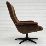 Années 1970, chaise pivotante scandinave vintage, velours, état d'origine.
