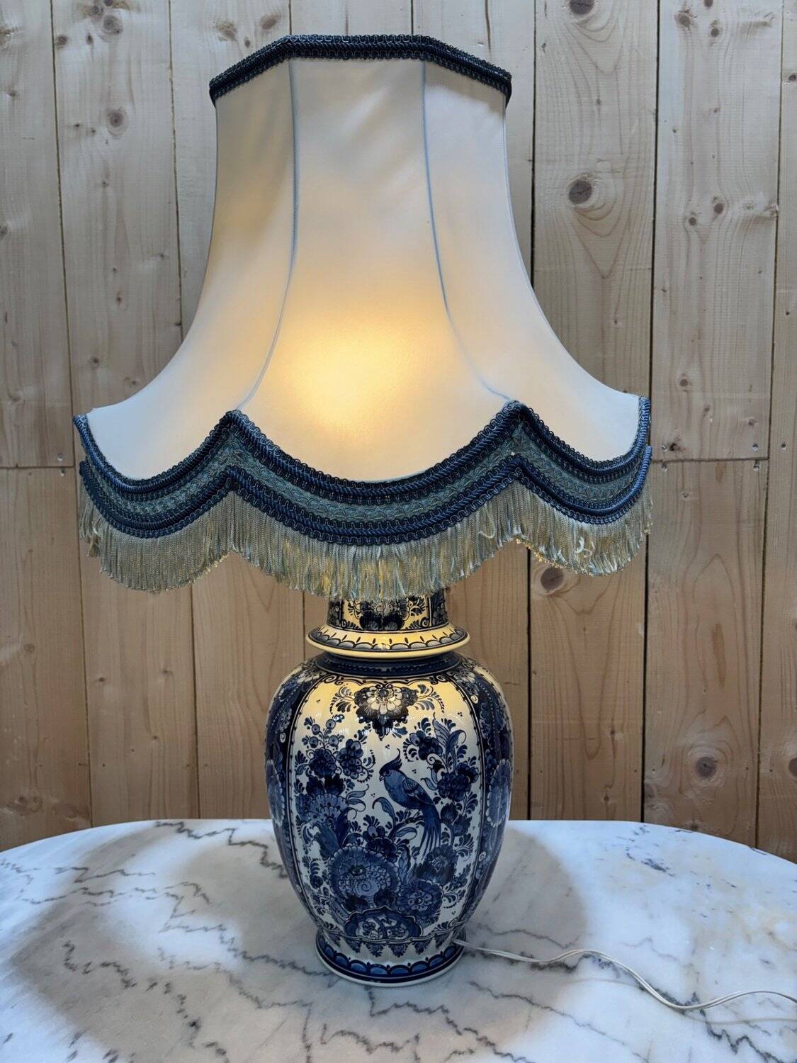 Delft lamp in blue and white earthenware - height 80 cm