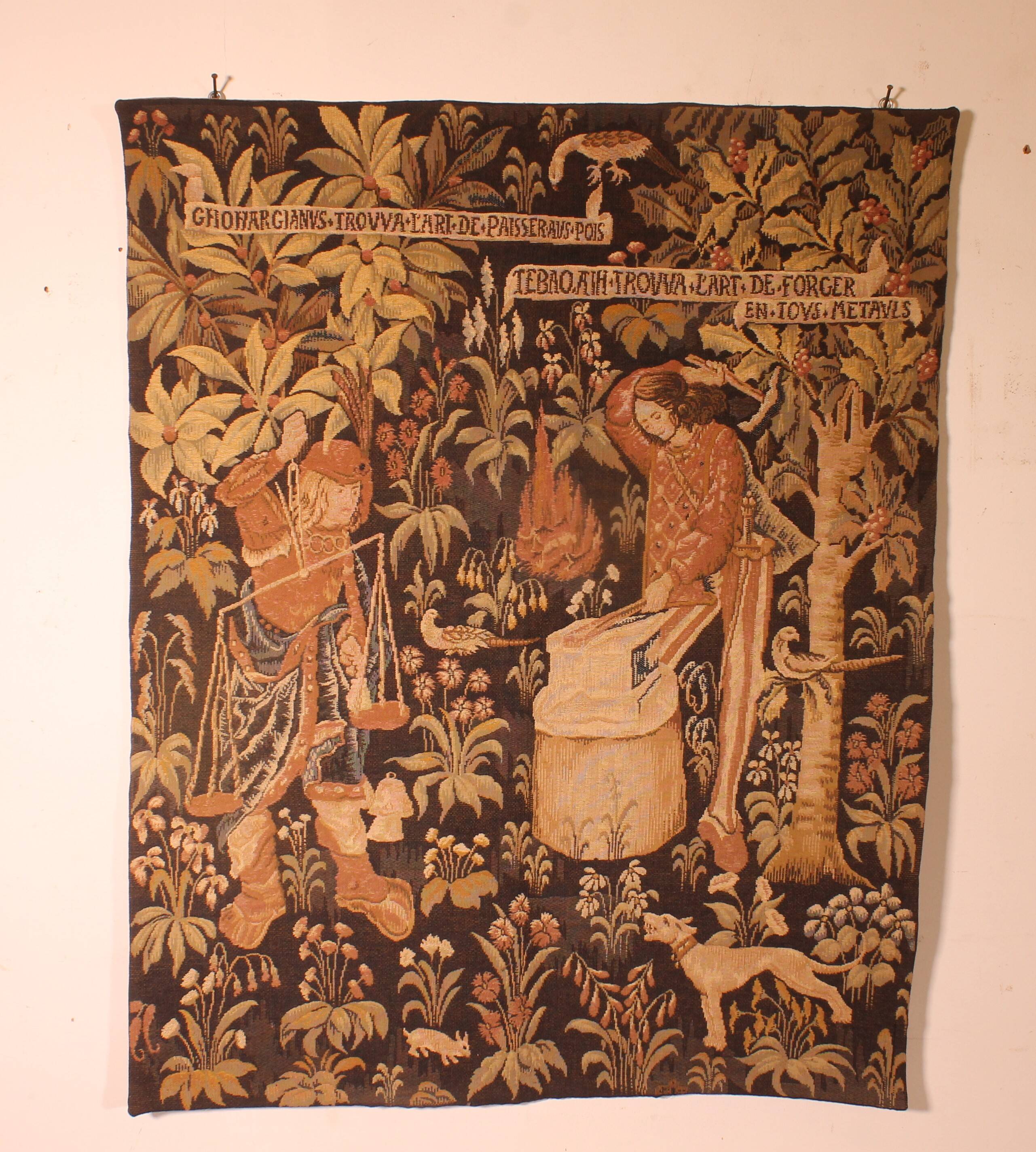 tapisserie représentant la pesée et l'art de forger