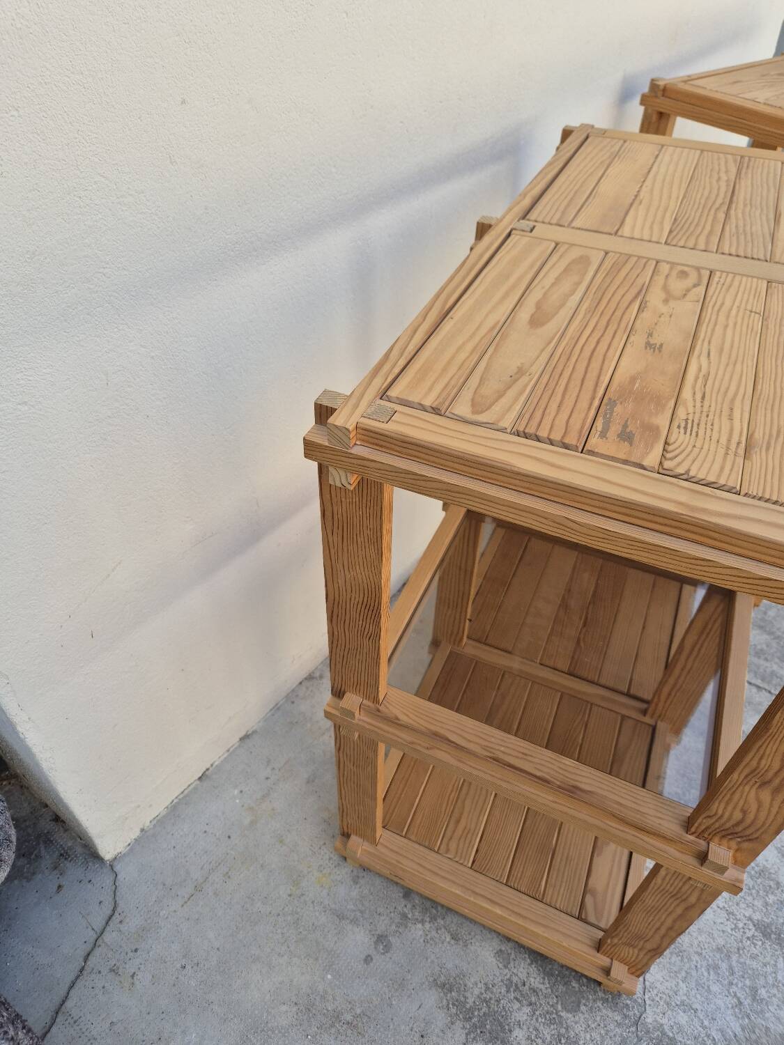 Pair of vintage pine bookshelf units in Maison Regain design from the 1970s.