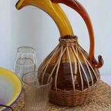 Glass and wicker decanter