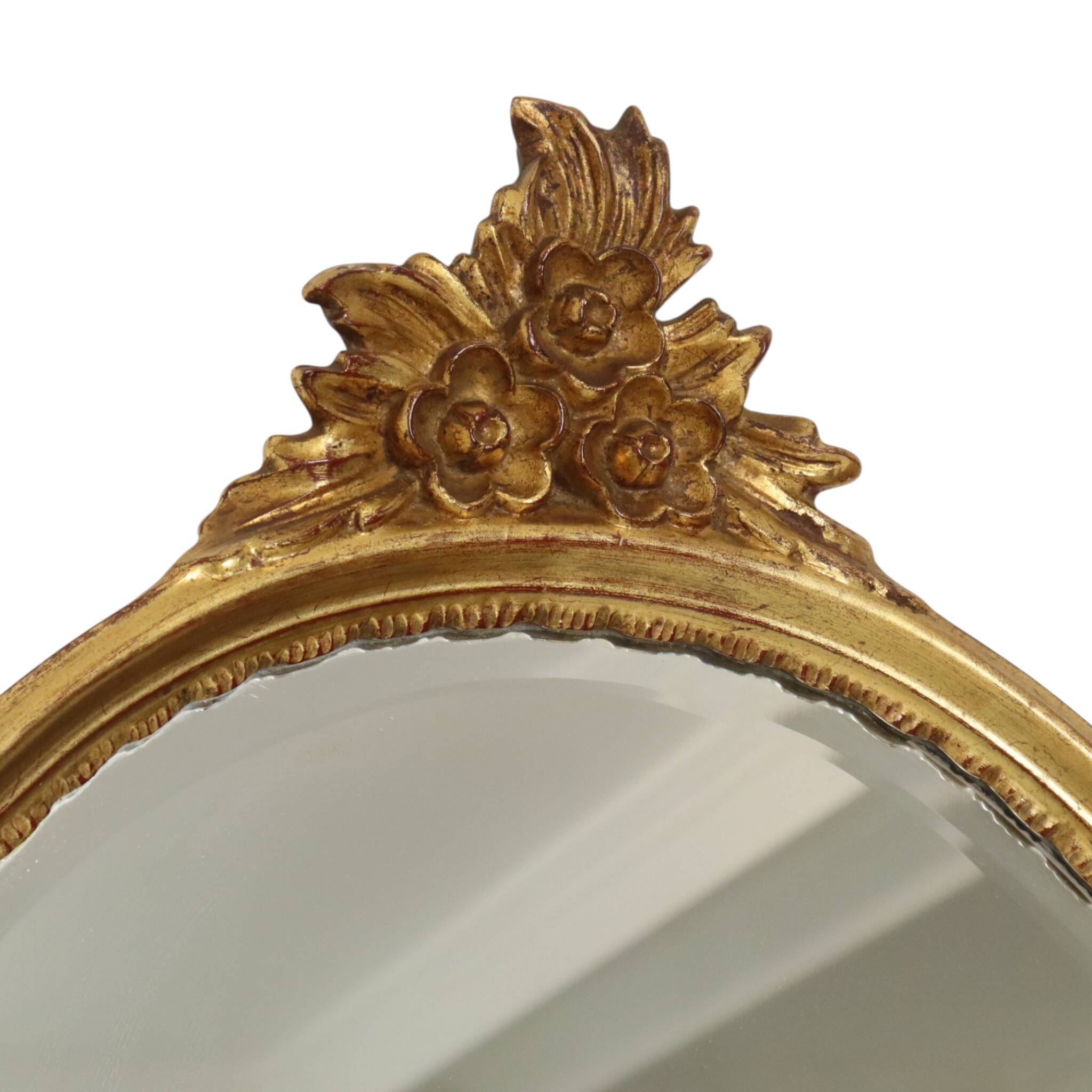 Miroir cranté en or classique Deknudt, biseauté, style Louis XVI, 94 cm