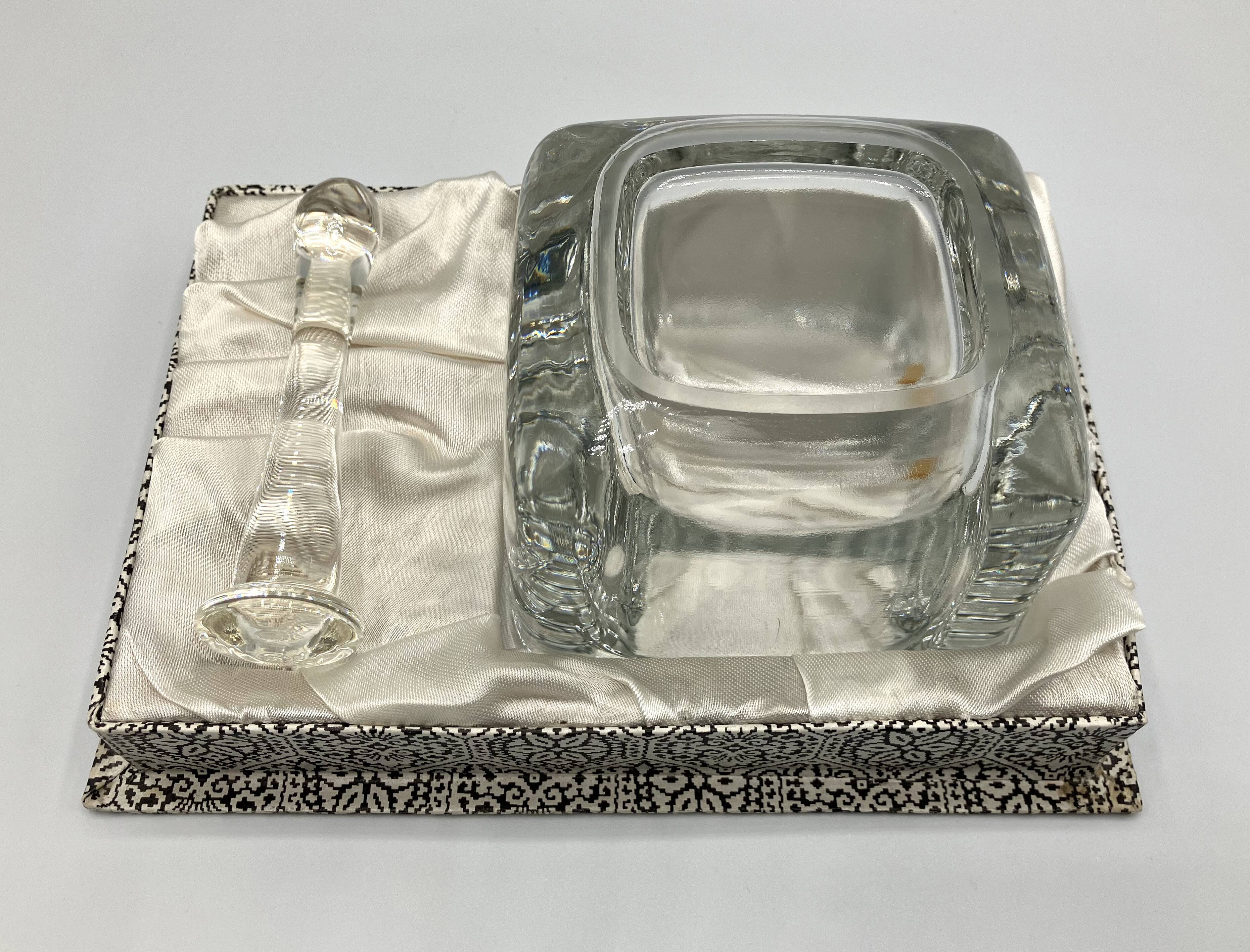 SKLO UNION Ashtray with pestle • 1960 • Czechoslovakia • Pressed glass