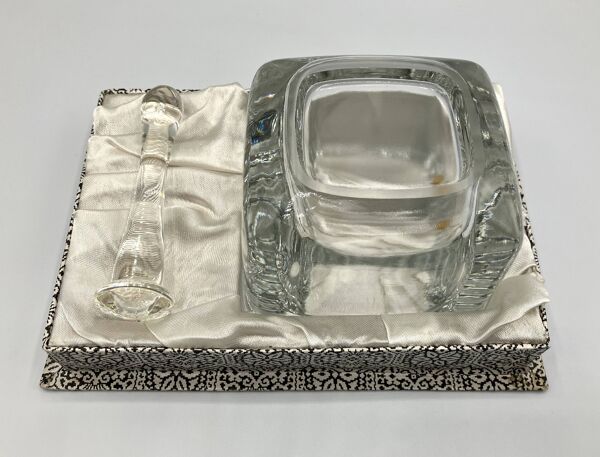 Cendrier Vide-poche SKLO UNION avec pilon • 1960 • Tchecoslovaquie • Verre pressé