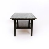Ebonized Wood Coffee Table with a Green Alps Marble Top, Italy