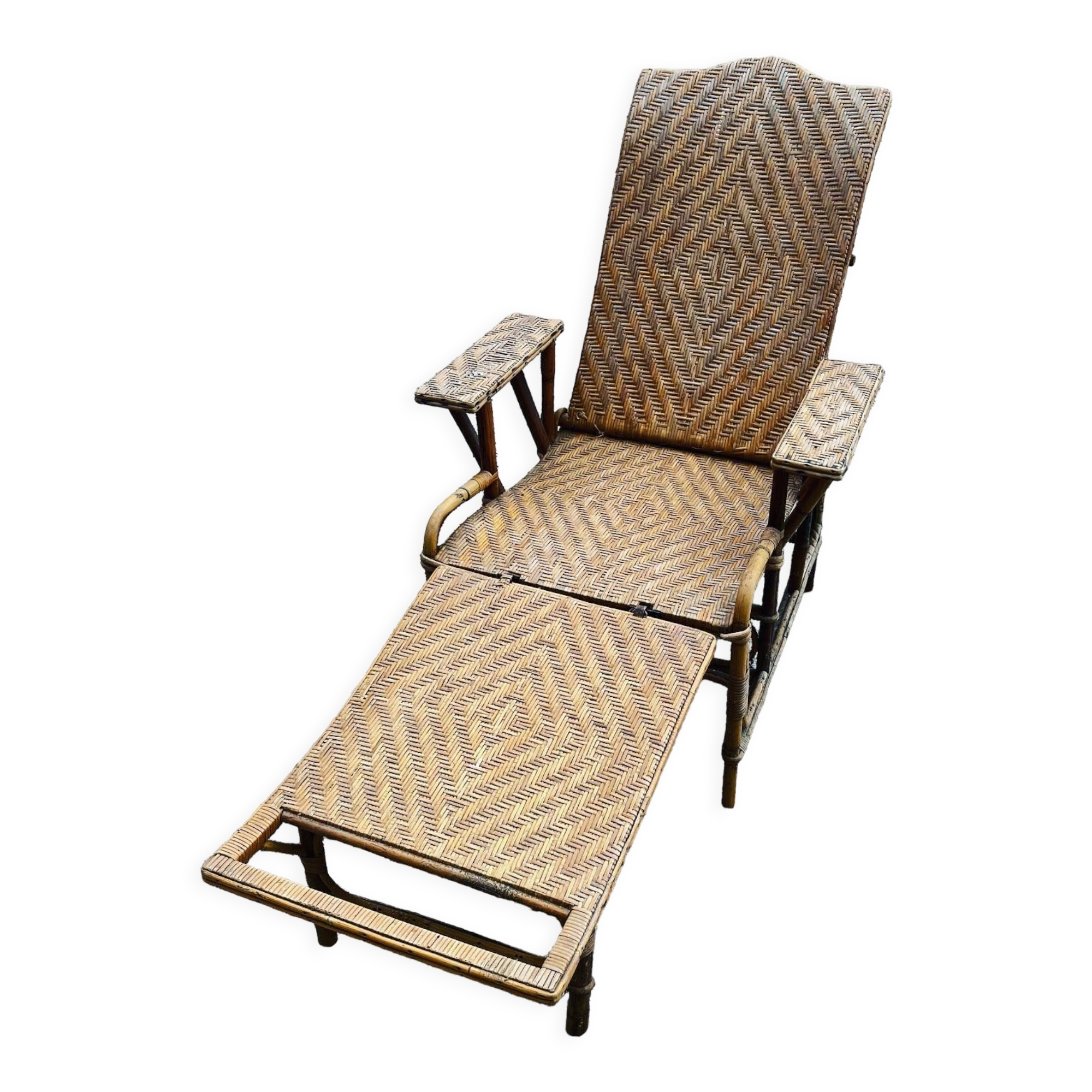 Rattan chaise longue 1960