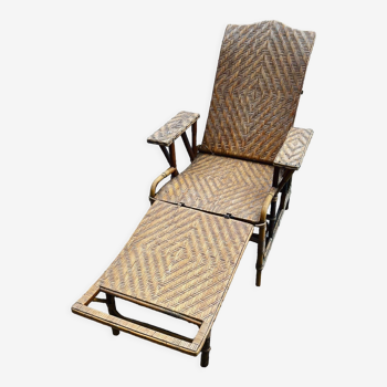 Rattan chaise longue 1960