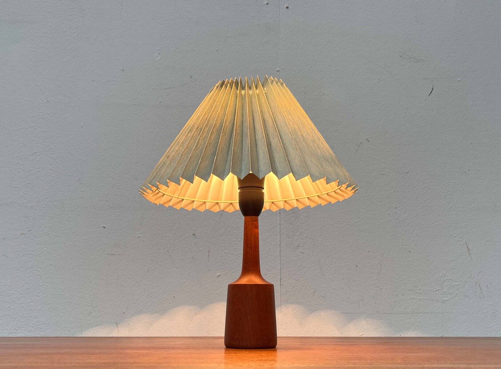 Danish modern teak table lamp from the mid-century, 1960s.