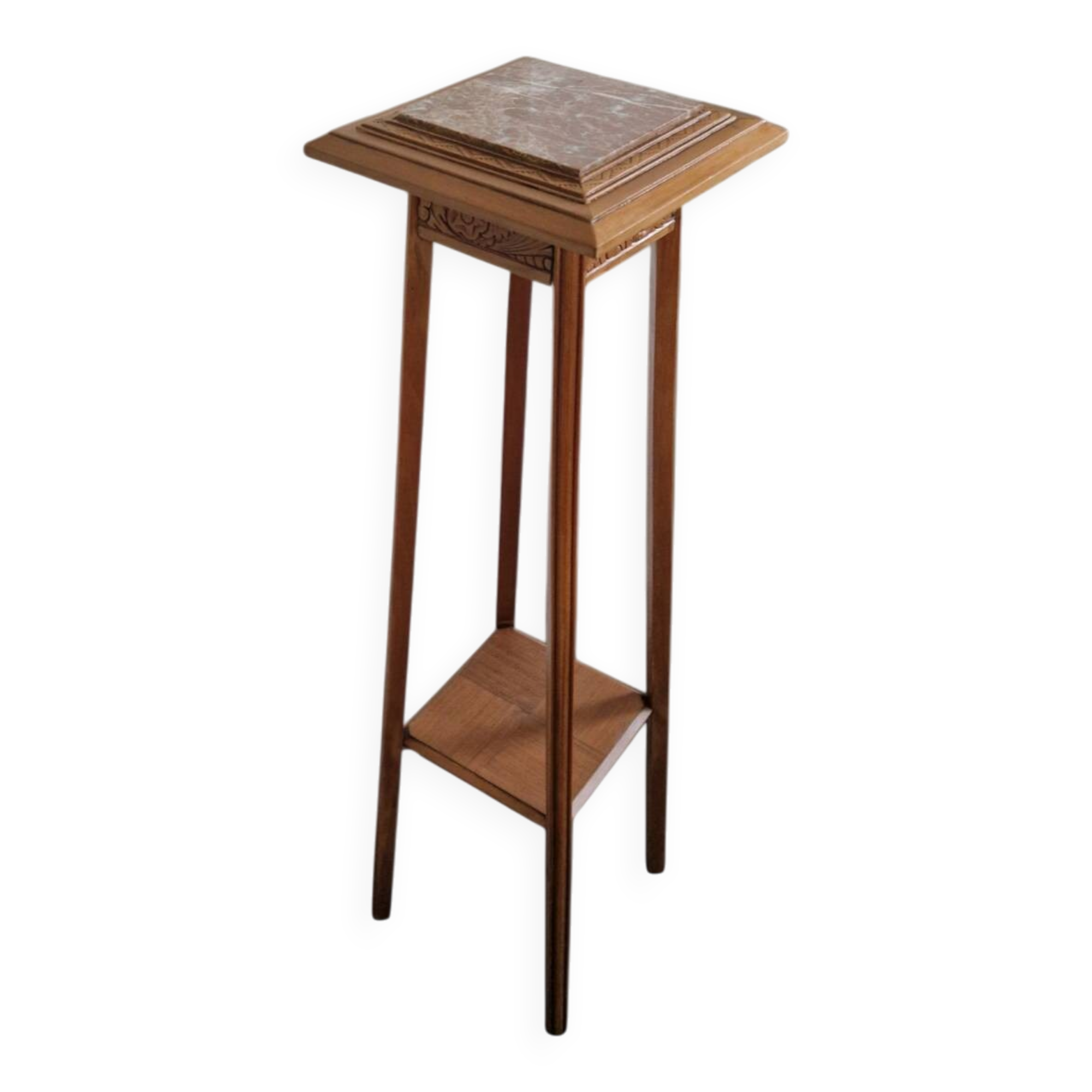 Art Deco sculpted pedestal in solid wood and marble – circa 1930