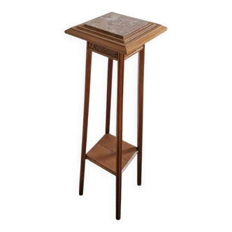 Art Deco sculpted pedestal in solid wood and marble – circa 1930