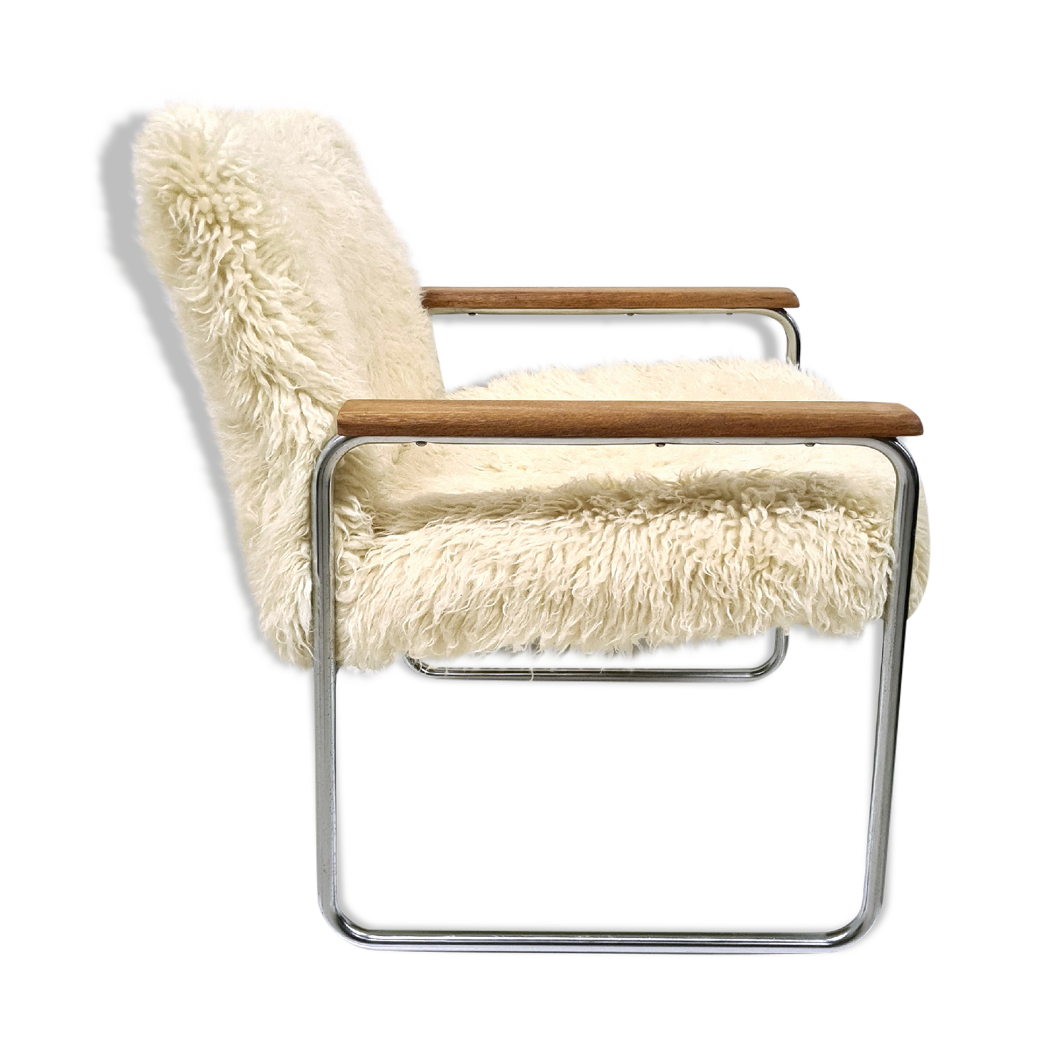Bauhaus lounge chair with wool upholstery, 1930s