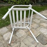 Pair of garden armchairs in white lacquered aluminum - HUGONET