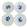 4 assiettes plates Lunéville décor fleurs bleues