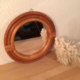 Round rattan mirror 30 cm