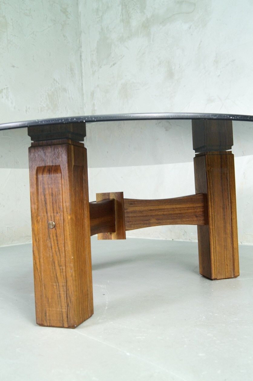 Table basse italienne moderne de bois de rose années 60