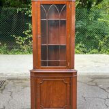 English Victorian wooden corner display cabinet