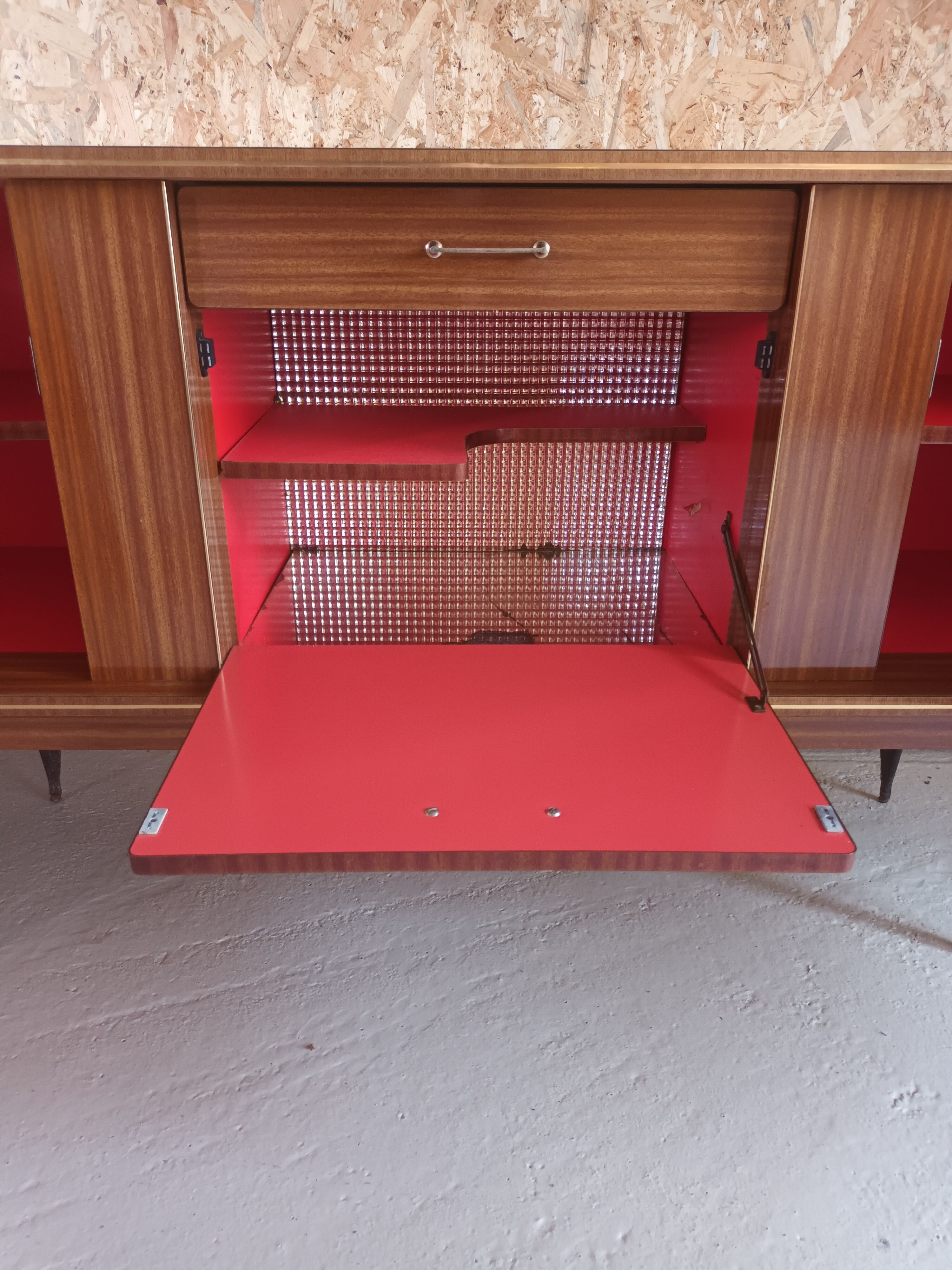 Brown formica sideboard