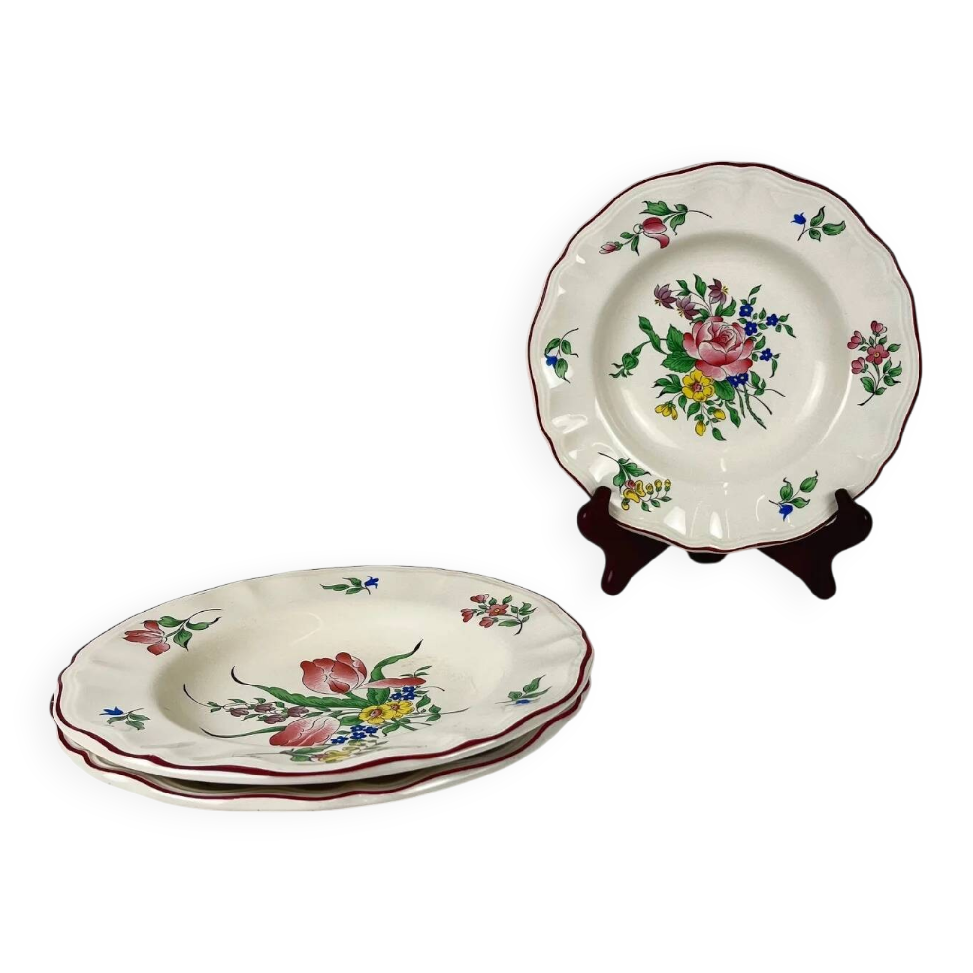 Set of 3 KG Lunéville "Réverbère" soup plates