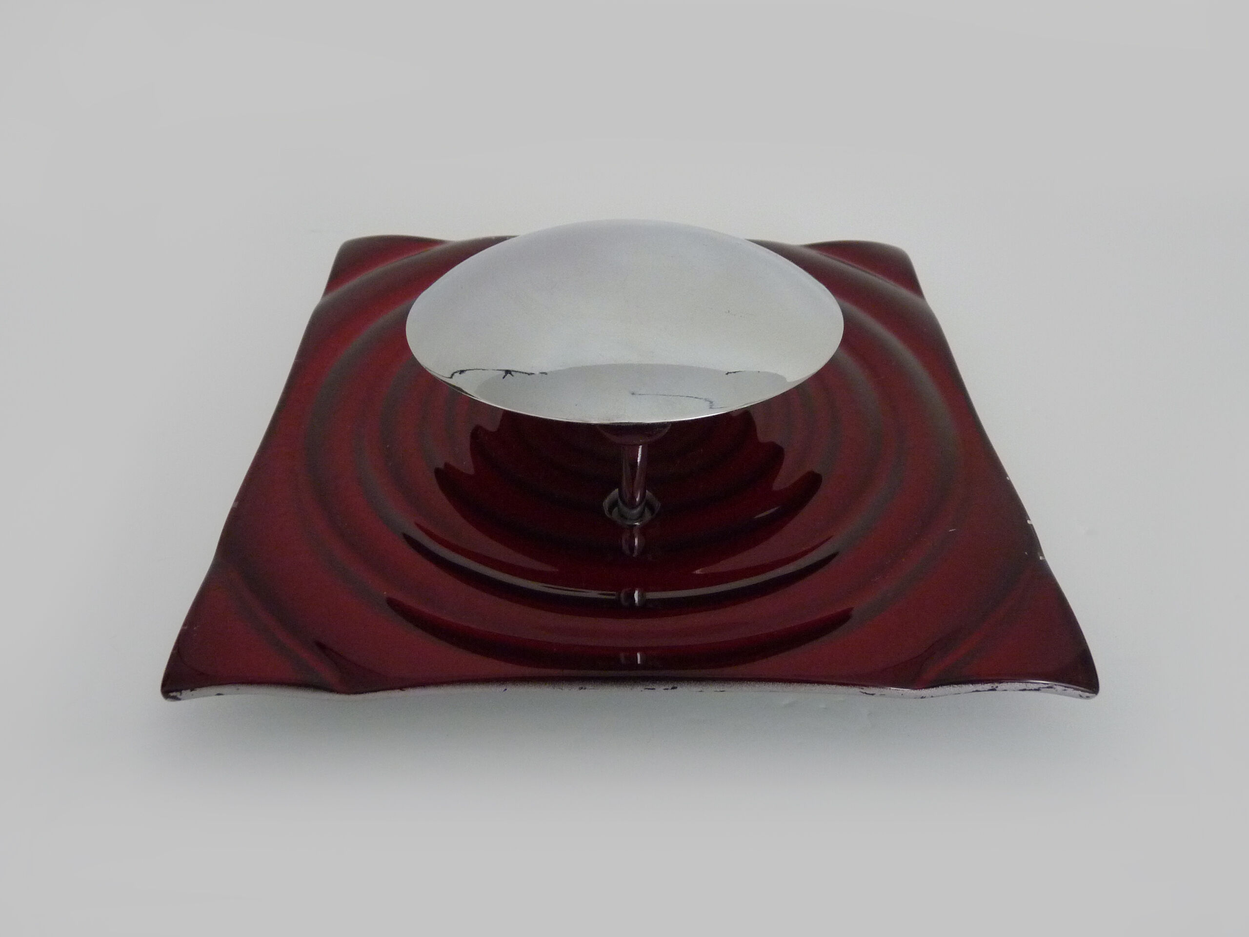 Paul Neuhaus wall lamp in red glass and chrome reflector