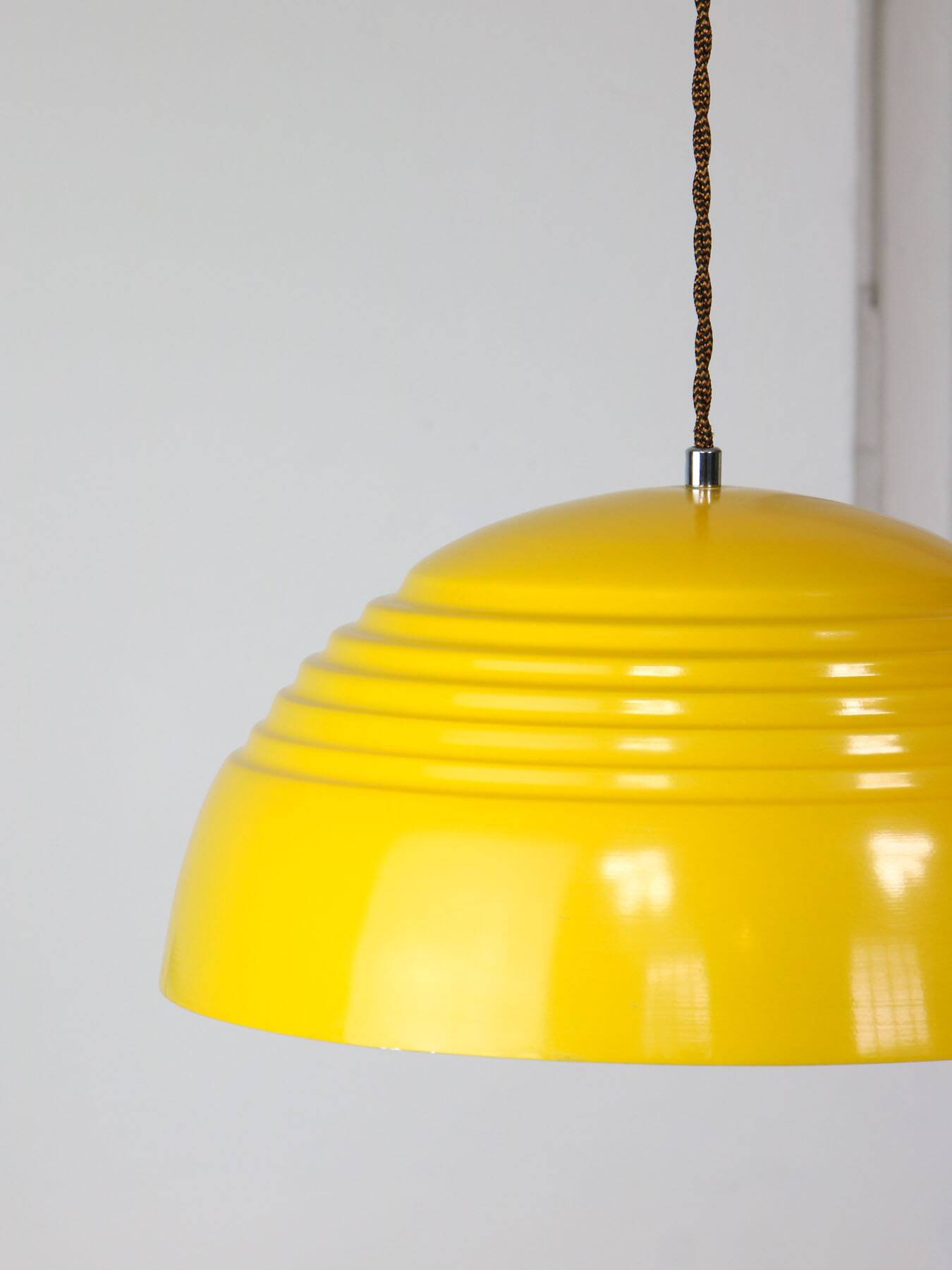 Vintage Restored Yellow Metal Lamp, 80s