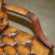 Restored leather captain's Chesterfield chair