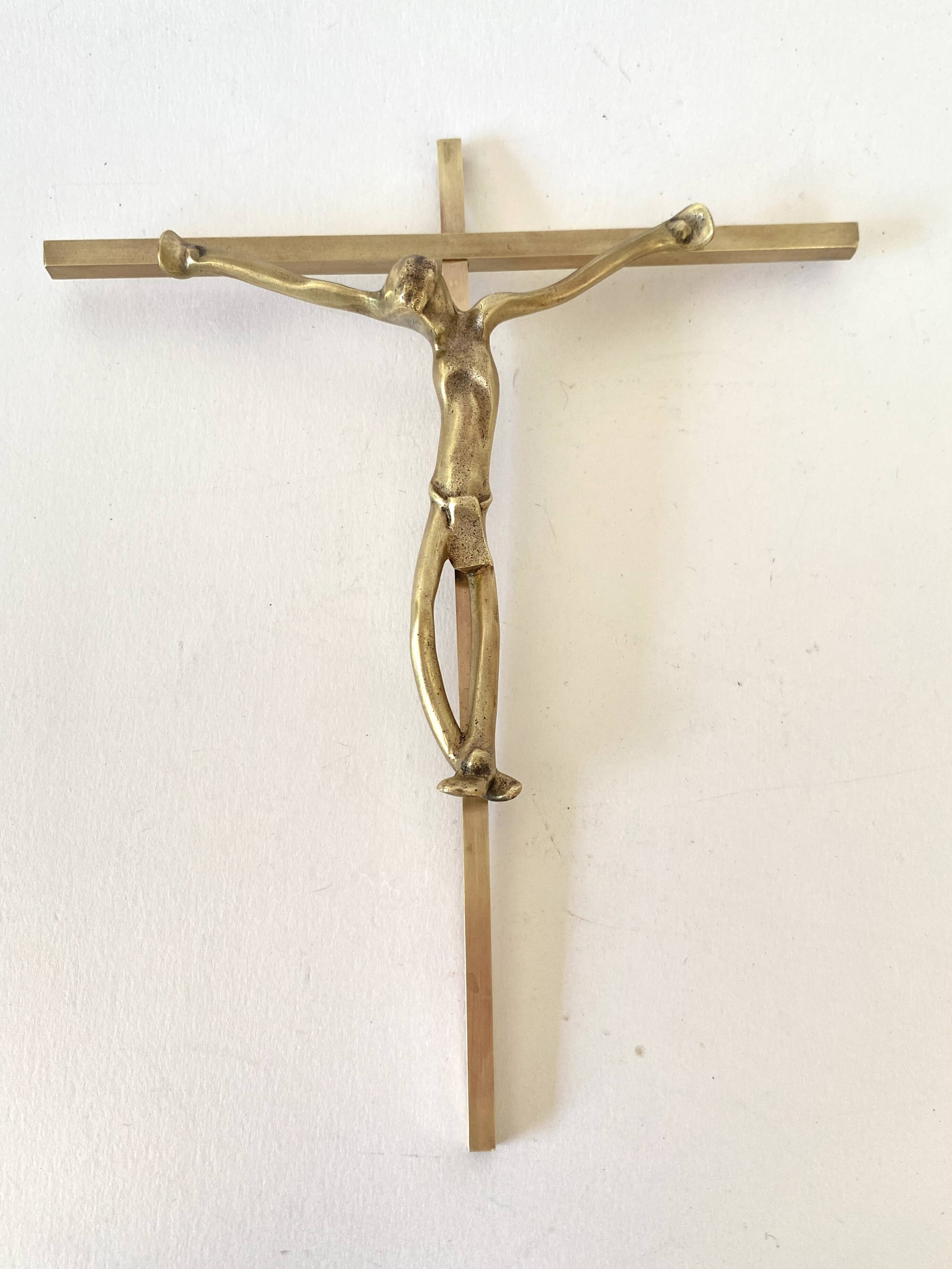 Bronze crucifix, 70s sculpture